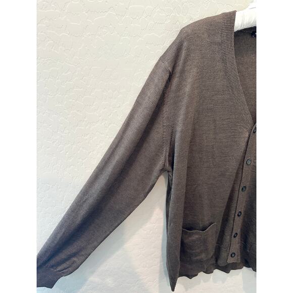 HAMMER MADE | Merino Wool Blend Brown Button-Front Cardigan Sweater | Size XL - Picture 3 of 7